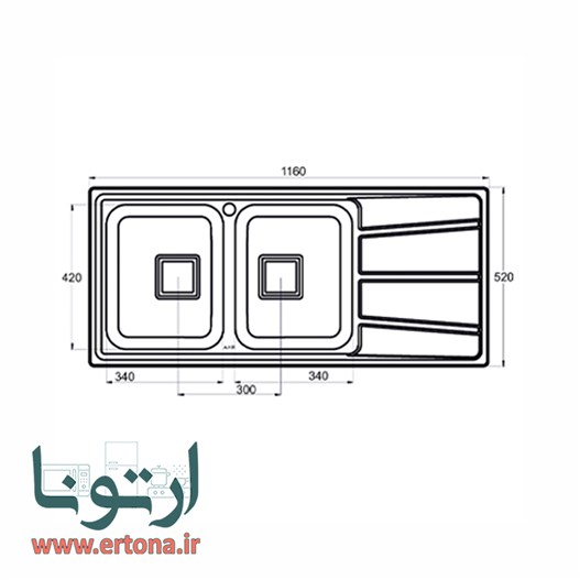 سینک توکار آلتون مدل  ST-1161 L